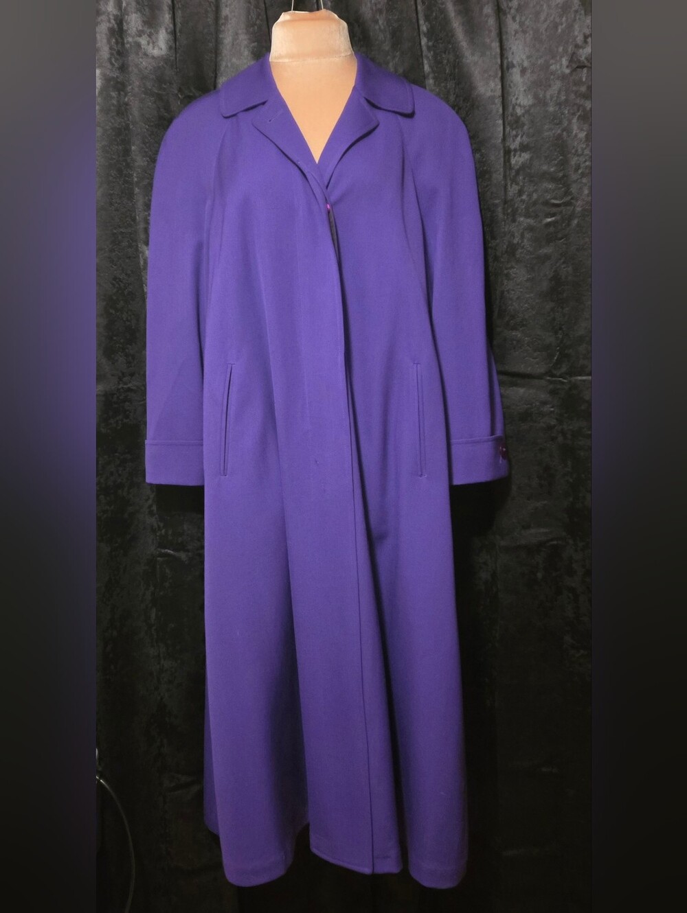 Vintage Barrie Pace LTD 14 Long Purple Single-Breasted Coat Size 14